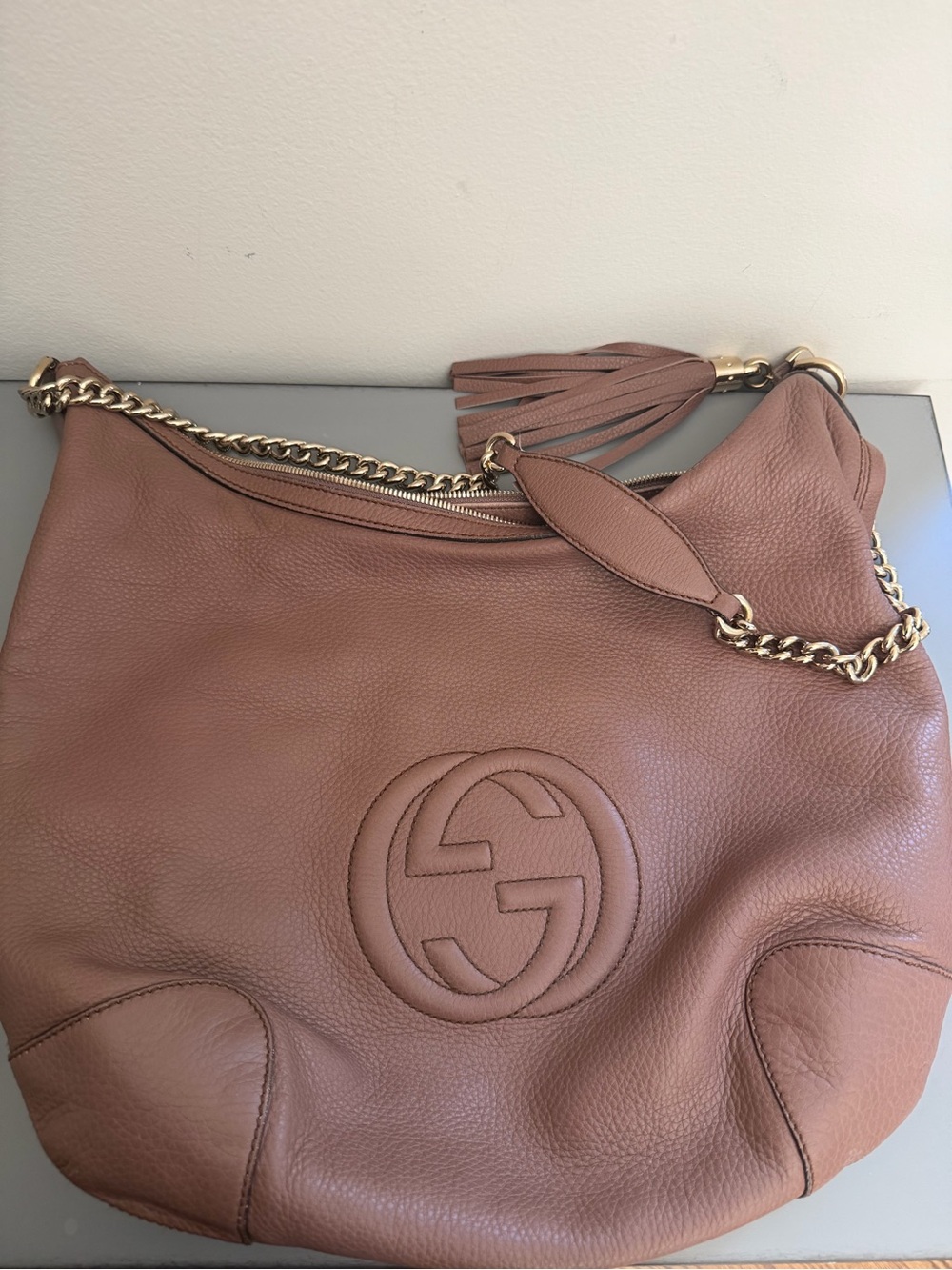 Gucci Leather Soho Hobo with Silver Chain